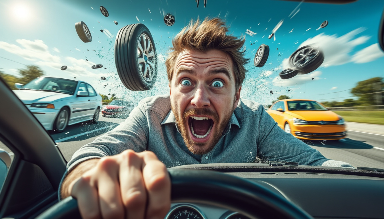 Subit Un conducteur subit une perte de roue, provoquant la destruction ...