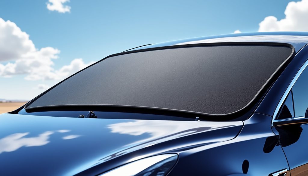 découvrez notre protection solaire pour pare-brise adaptée aux tesla model y et model 3 : un pare-soleil pliable et couvre-vitre pratique pour protéger l'intérieur de votre voiture contre la chaleur et les uv. facile à installer et à ranger, il offre une protection optimale en toutes saisons.
