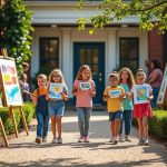découvrez comment des écoliers d'une commune s'approprient l'espace public en quittant leurs salles de classe pour exposer fièrement leurs créations artistiques.
