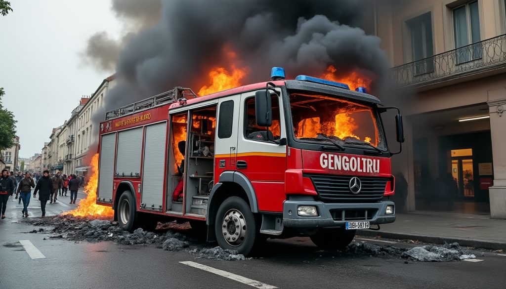 à marseille, un camion des marins-pompiers a été pillé puis incendié lors du blocus de lycées. découvrez les images de la scène.